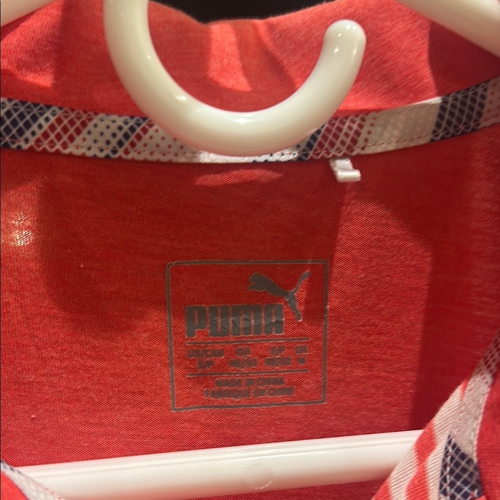 Puma Light Red and White Polo Golf Shirt Classic Style M Medium - Picture 2 of 4